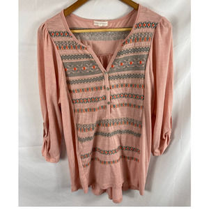 Women's Pink Embroidered Blouse